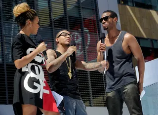 Just Another Day - Marlon chats with Bow Wow and Angela Simmons before more incredible performers hit the stage.   (Photo: John Ricard/Getty Images for BET)