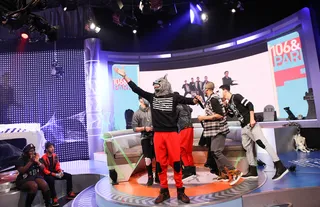 The Wolf Pack - Recording artists B5 hits the 106 stage in full costume. (Photo: Bennett Raglin/BET/Getty Images for BET)