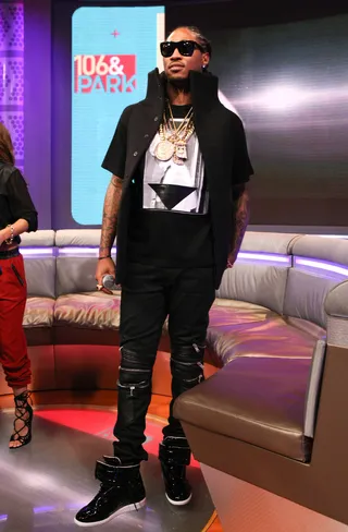 Avant Garde - Future looks good in his "mostly" black outfit on 106. (Photo:&nbsp; Bennett Raglin/BET/Getty Images for BET)
