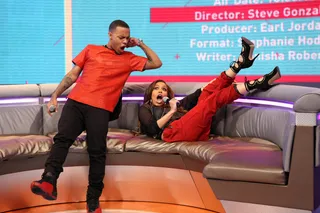 Oh No! - Hosts Bow Wow and Keshia Chanté&nbsp;clownin' on the set.&nbsp;(Photo:&nbsp; Bennett Raglin/BET/Getty Images for BET)