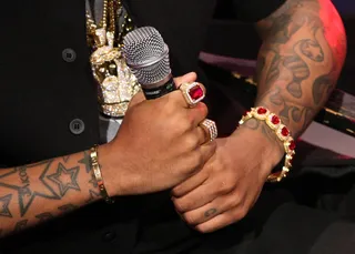 Jockin' Hit Jewels - Future's wrists and fingers are all blinged out! (Photo:&nbsp; Bennett Raglin/BET/Getty Images for BET)