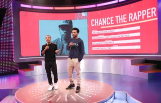 This Guy! - Host Bow Wow and recording artist Chance the Rapper having a laugh on 106. (Photo:&nbsp; Bennett Raglin/BET/Getty Images)
