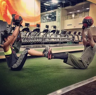 Workout Buddies for Life - Kevin and his fiancée are gym pals as well. Talk about love.  (Photo: Kevin Hart via Instagram)