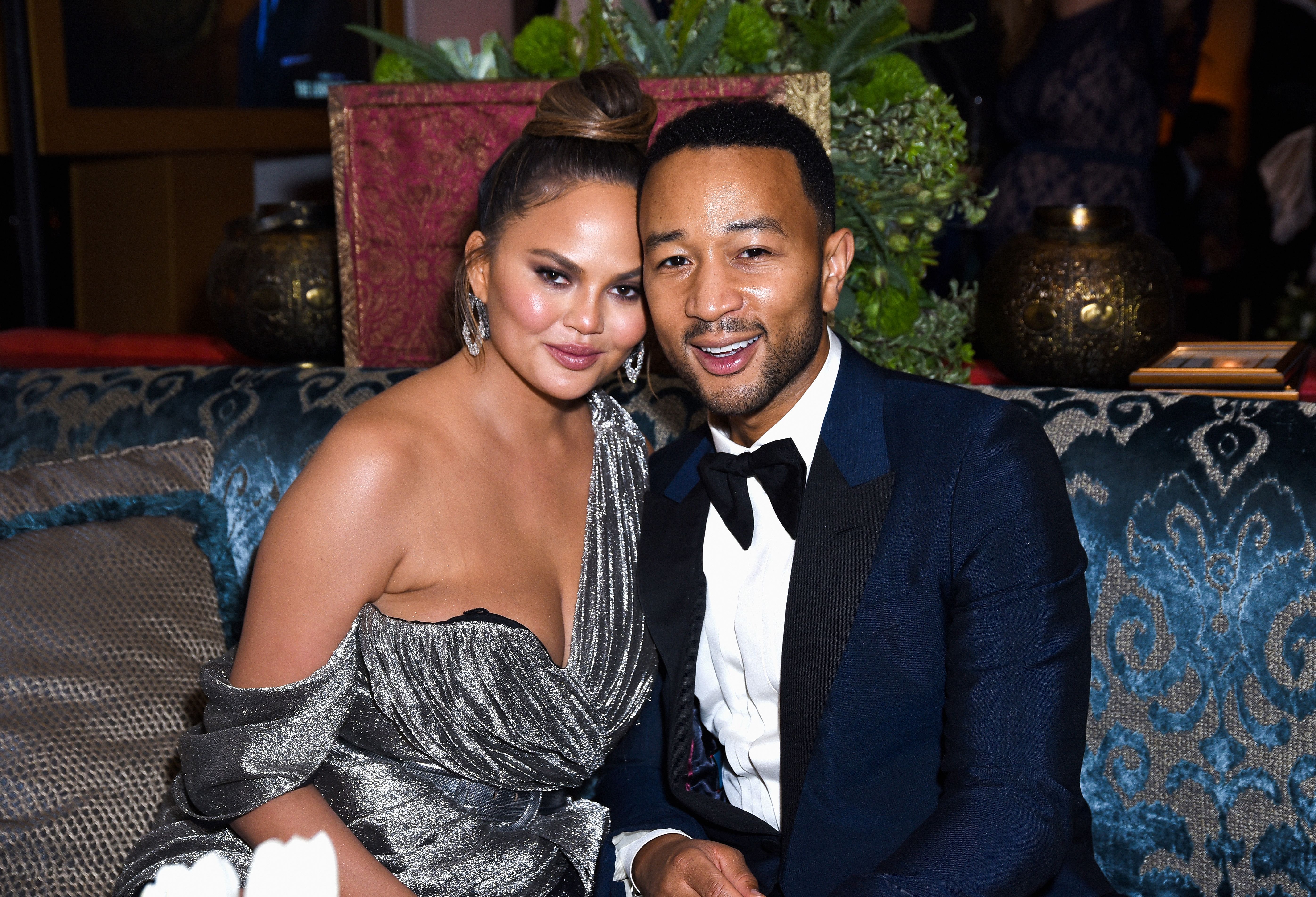 LOS ANGELES, CA - SEPTEMBER 17:  (L-R) Chrissy Teigen and John Legend attend Hulu's 2018 Emmy Party at Nomad Hotel Los Angeles on September 17, 2018 in Los Angeles, California.  (Photo by Presley Ann/Getty Images for Hulu)