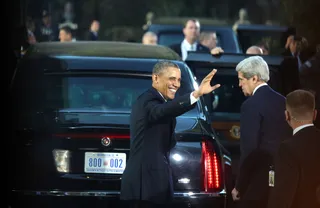 Limo Snafu - An early snag in the diplomatic visit came when one of the limousines in Obama's motorcade broke down after it was mistakenly filled with diesel fuel.A replacement limo was sent from neighboring Jordan.  (Photo: Abir Sultan-Pool/Getty Images)