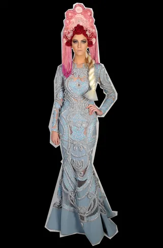 Look 12 - NICOLAS JEBRAN: DRESS/ MISS G DESIGNS: HEADPIECE  (Photo: Brad Barket/Getty Images for BET)