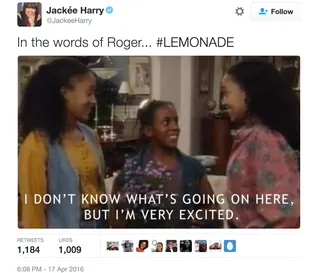 Even Jackeé Harry knew that she had something to be excited about. - (Photo: Jackee Harry via Twitter)