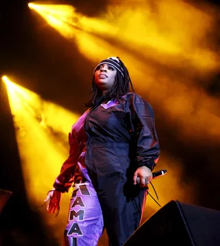 Kamaiyah Looking Like An OG In Her Custom-Design Jumpsuit - (Photo: Ser Baffo/Getty Images for BET)