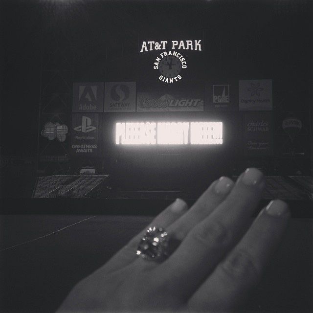 Carats For Days - Kim Kardashian's engagement ring is a stunning 15 carats and is definitely something that Kanye took a lot of time picking out and probably designed for his queen.   &nbsp;(Photo: Kim Kardashian via Instagram)