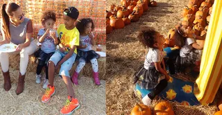 Good Ol’ Time - Basketball Wives star Draya Michele keeps it down home with an impromptu picnic on a hay stack with son Kniko and the twin daughters of her Dallas Cowboys cornerback boyfriend Orlando Scandrick.  (Photo: Oscar Scandrick via Instagram)