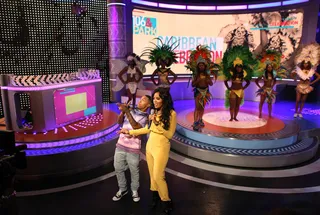 Pon' de Replay - Hosts Bow Wow and Angela Simmons do a little dancing on 106. (Photo: Bennett Raglin/BET/Getty Images for BET)