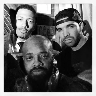 Nick Cannon @nickcannon - Nick Cannon hit a Super Bowl after party at NYC's 1Oak with club scene regulars Jermaine Dupri and Drake.(Photo: Nick Cannon via Instagram)