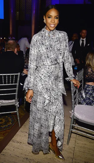 Pretty Lady - Kelly Rowland attends the 2014 amfAR New York Gala at Cipriani Wall Street in NYC. (Photo: Larry Busacca/Getty Images)