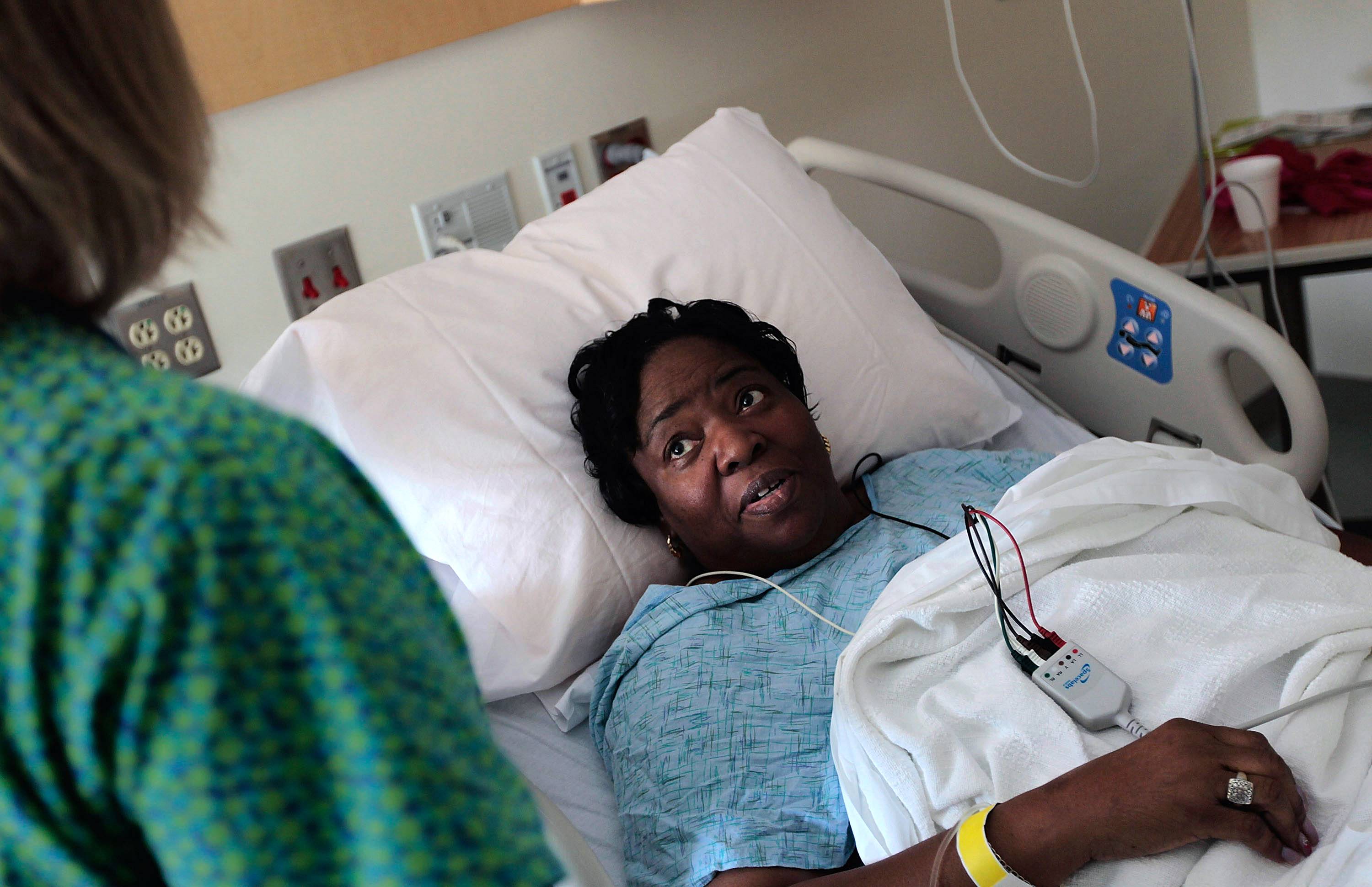 woman in hospital bed