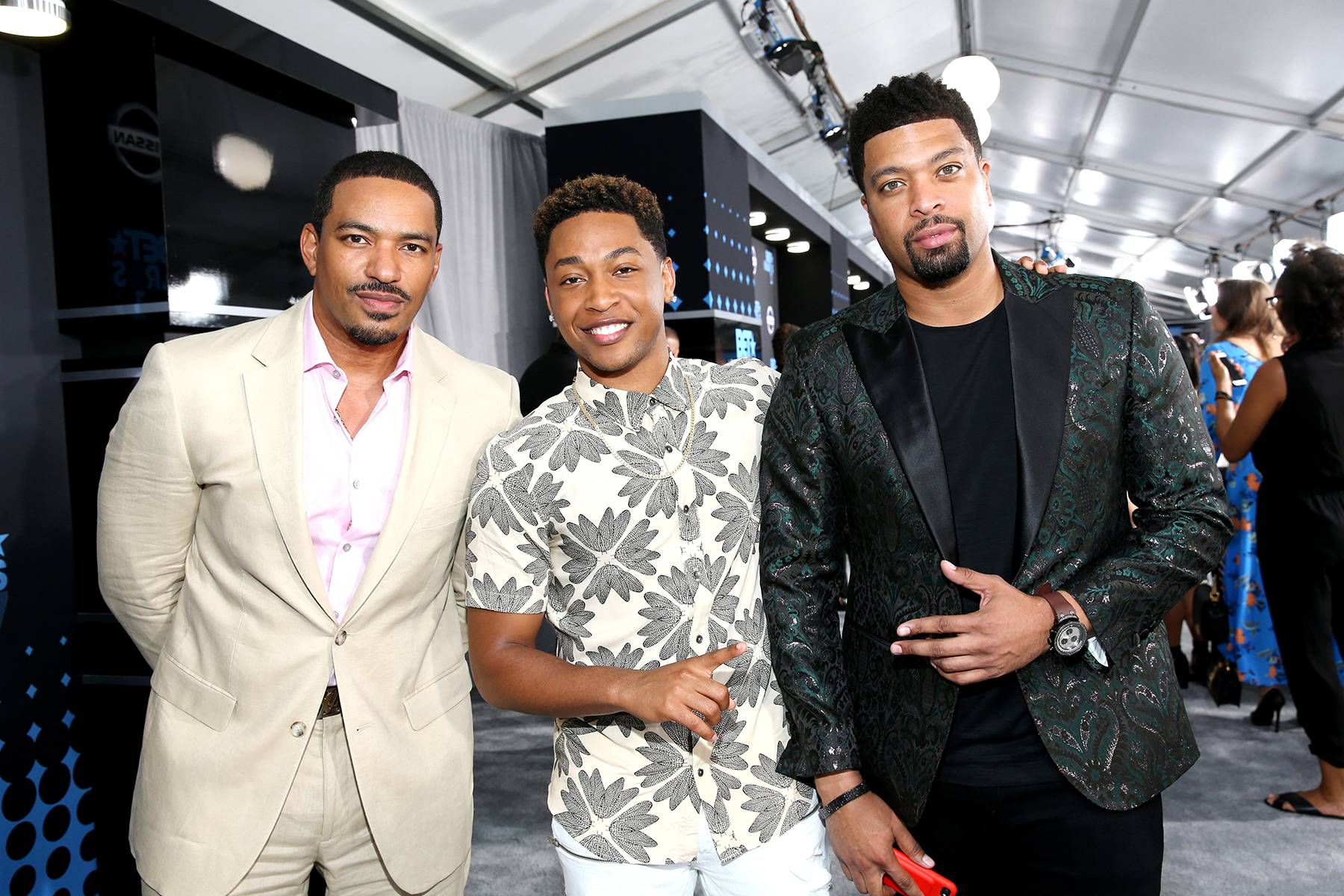 LAZ ALONSO, JACOB LATIMORE, AND DERAY DAVIS&nbsp; - (Photo: Bennett Raglin/Getty Images for BET)&nbsp;