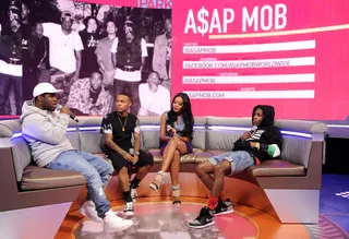 Rocky &amp; Ferg - Hosts Bow Wow and Angela Simmons sit with A$AP Ferg and A$AP Rocky on the 106 couch. (Photo: John Ricard/BET/Getty Images for BET)