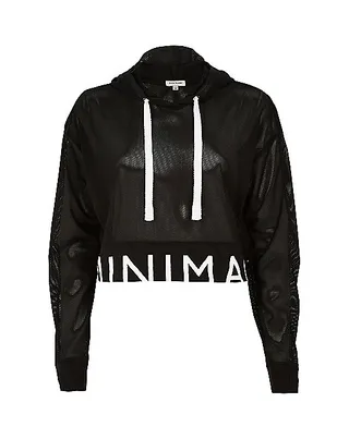 River Island Black Mesh Minimal Print Hoodie ($48) - We love the look of the contrasting drawstring and graphic “minimal” printed on this mesh hoodie.(Photo: River Island)
