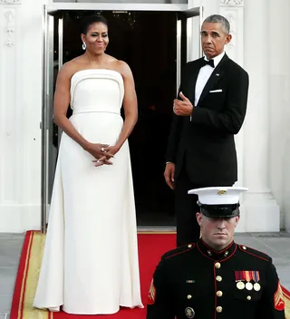 Michelle Obama @michelleobama - Can we all just agree that there's never been a more beautiful and classy couple in the White House than these two right here? The stylish couple blessed the state dinner for Singapore in this getup.&nbsp;(Photo: Chip Somodevilla/Getty Images)&nbsp;