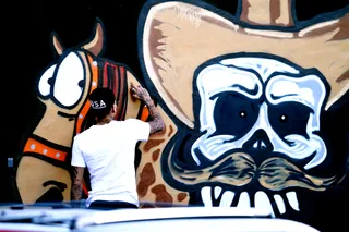 He Paints Monsters - He has more than just vocal stylings. He's into painting pictures of monsters in his free time.&nbsp;(Photo: Juan C.Garces/ /Splash News/Corbis)