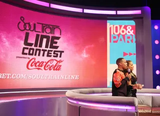 Come on and Ride - 106 hosts Bow Wow and Keshia Chante talk about the Soul Train line contest. (Photo: Bennett Raglin/BET/Getty Images for BET)