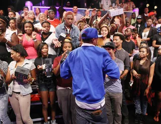 Too Wild - TV personality Nick Cannon wilds out and hands out N-Tune headphones to the entire 106 audience. (Photo: Bennett Raglin/BET/Getty Images for BET)