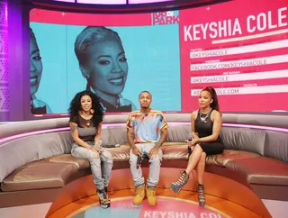 Chill Mode - Keyshia Cole sits with 106 &amp; Park hosts Bow Wow and Keshia Chante. (Photo: Bennett Raglin/BET/Getty Images for BET)