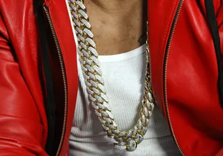 Platinum Status - A close-up of Nelly's link chain. He's too fly. (Photo: Bennett Raglin/BET/Getty Images for BET)