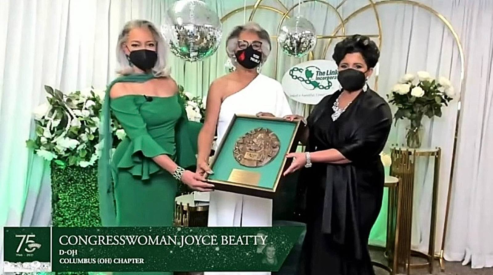 The Links Medal presentation, Kimberly Jeffries Leonard, Ph.D., Congresswoman Joyce Beatty,  Ethel Isaac Williams, National Vice President , The Links, Incorporated
 