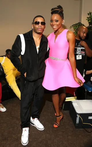 Nelly and Erica Ash Show Love  - Nelly and actress Erica Ash strike a pose.    (Photo: Bennett Raglin/BET/Getty Images for BET)&nbsp;