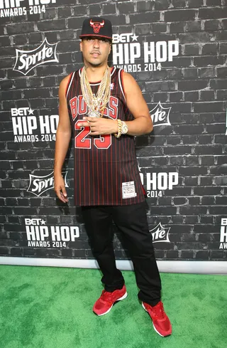 French Montana Reps Jordan  - French Montana reps for that classic Jordan.    (Photo: Bennett Raglin/BET/Getty Images for BET)&nbsp;