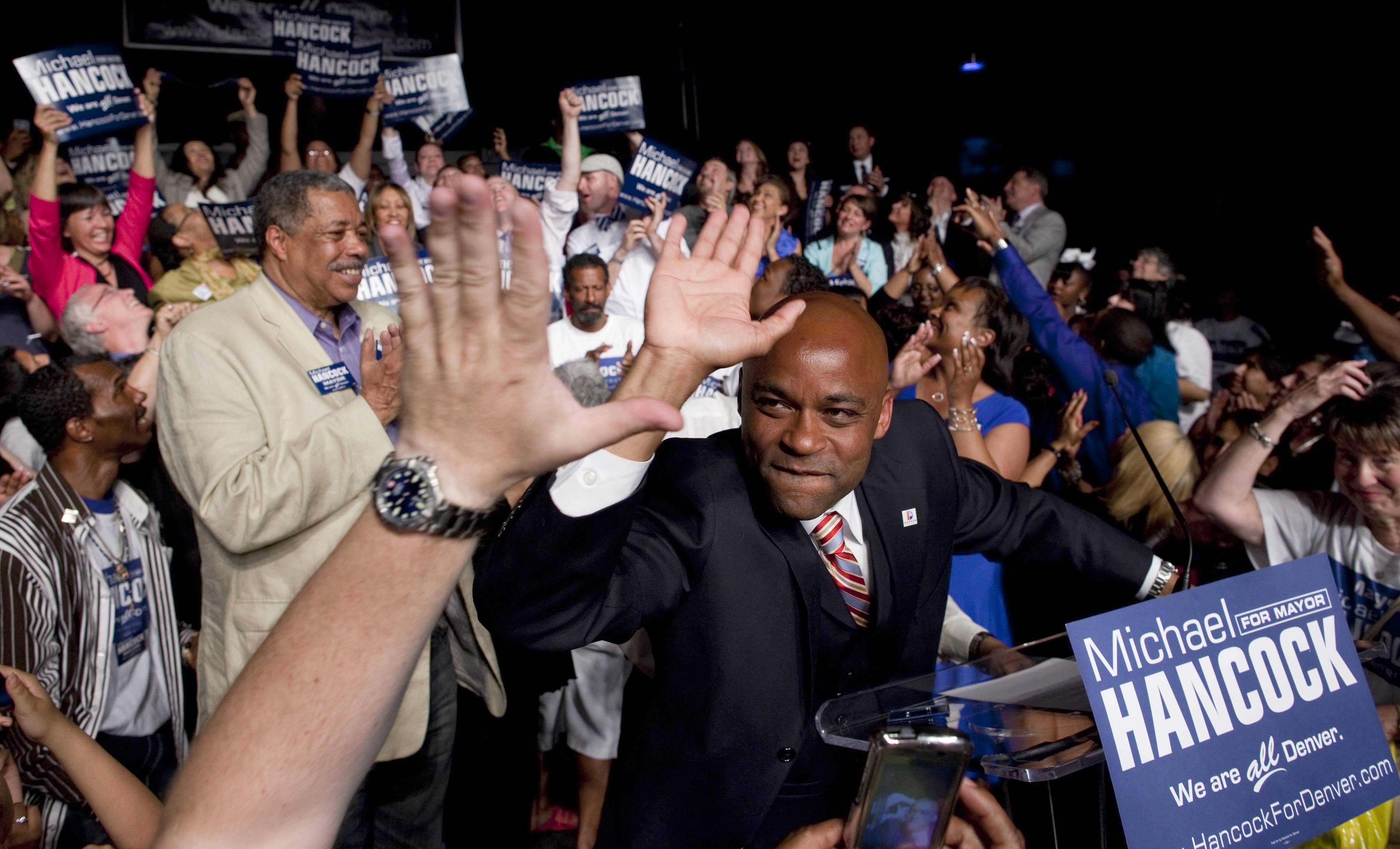 Denver Elects Black Mayor - City councilman Michael Hancock beat opponent Chris Romer to become Denver’s 45th mayor, making him the second African-American to be elected to that post. Hancock garnered 57.7 percent of the results to Romer’s 42.3 percent. He will be sworn into office on July 18.(Photo: AP Photo/Barry Gutierrez)