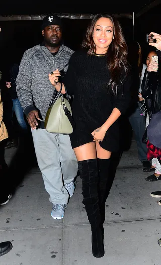 Love and Basketball - La La Anthony arrives at hubby Carmelo Anthony's first home game of the NBA season at Madison Square Garden to see the NY Knicks take on the Chicago Bulls.&nbsp;(Photo: 247PapsTV / Splash News)