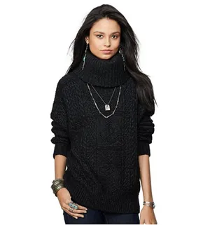 Denim &amp; Supply Ralph Lauren Cable-Knit Turtleneck Sweater - Take it back to the basics in this oversize turtleneck cable-knit pullover. The only thing missing? Your favorite boyfriend jeans and a colorful varsity jacket. (Photo: Denim &amp; Supply Ralph Lauren)