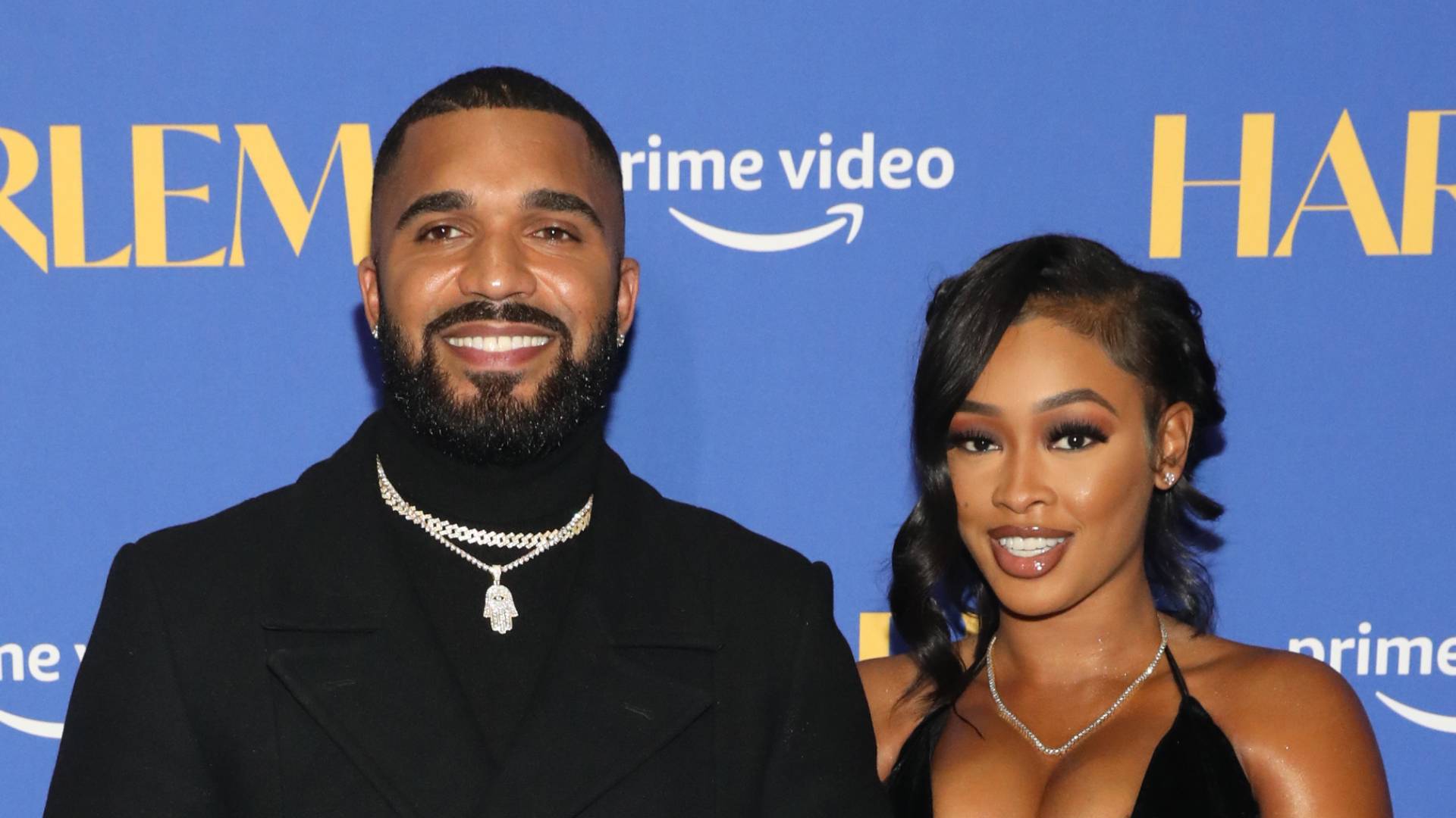 Tyler Lepley and Miracle Watts attend Prime Video's "Harlem" Premiere Screening and After Party at AMC Magic Johnson Theater on December 01, 2021 in New York City.