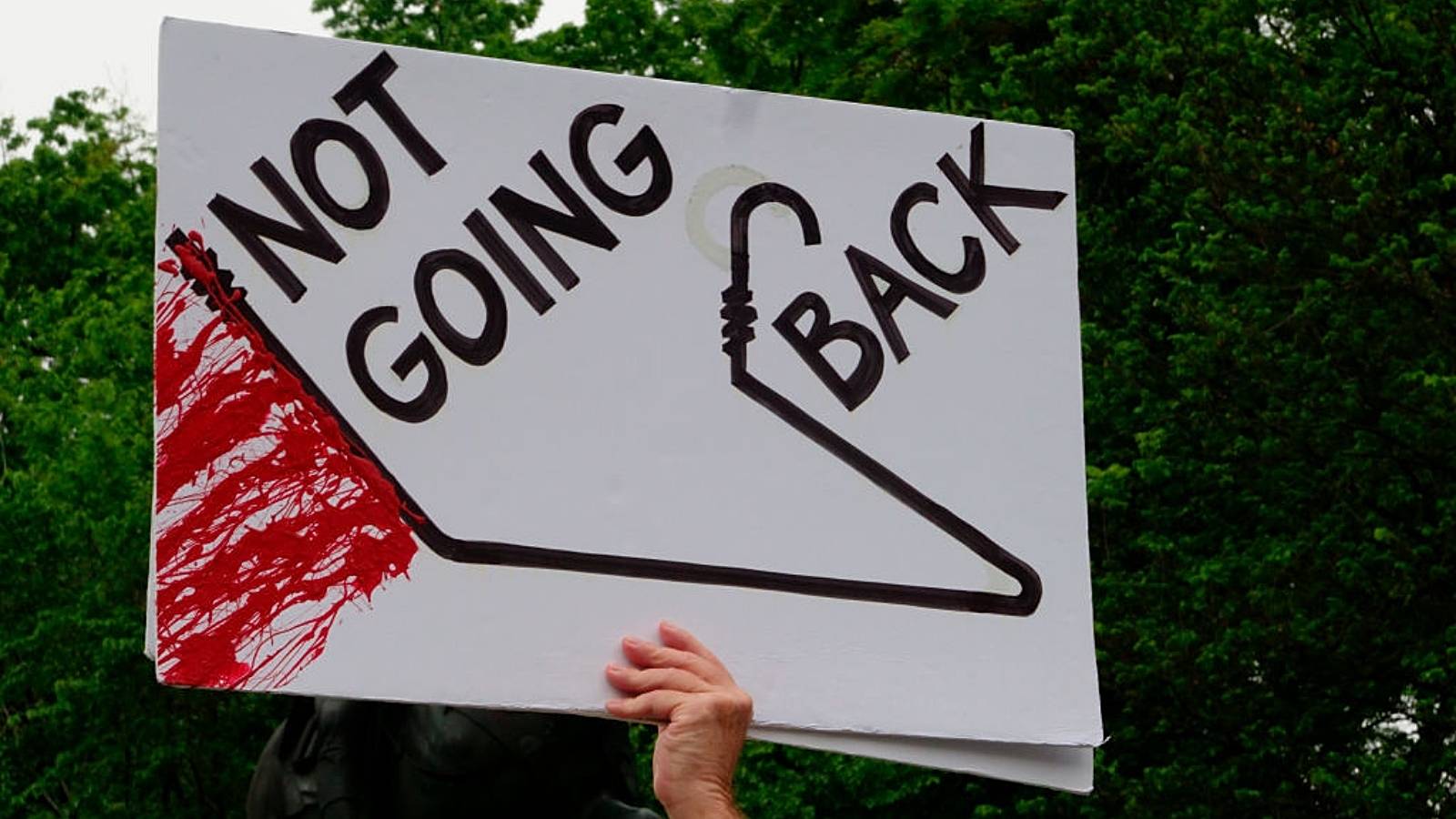 Rise Up 4 Abortion Rights Rally, Not Going Back sign, Gramercy Park, New York City