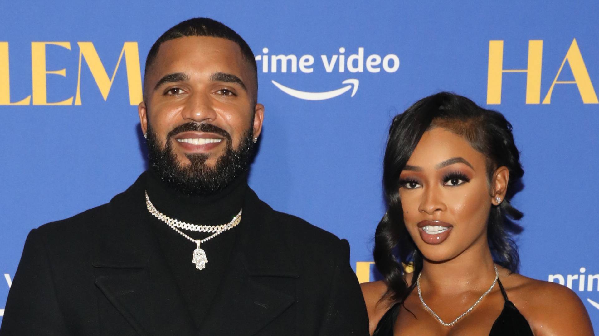 Tyler Lepley and Miracle Watts attend Prime Video's "Harlem" Premiere Screening and After Party at AMC Magic Johnson Theater on December 01, 2021 in New York City. 