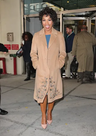 Bliss - Angela Bassett gives a big smile as she exits the CBS studios building in New York City.(Photo: Santi/Splash News)