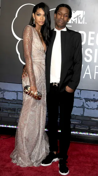 Chanel Iman and A$AP Rocky - Who can forget the infamous smooch A$AP gave his ladylove at the 2013 VMAs? Or his slim monochromatic getup and her sexy J. Mendel gown? The supermodel and emcee are a match made in fashion heaven.&nbsp;  (Photo: Dennis Van Tine/Future Image/WENN.com)