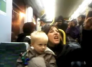 Woman Arrested for Racist London Tram Rant - A woman in England has been arrested after an online video showed her abusing ethnic minority passengers on a packed south London tram.(Photo: Courtesy of Youtube.com/ladyk89)