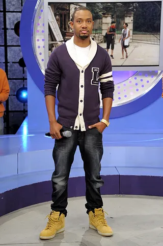Varsity Blues - Terrence J poses in his letterman sweater. (Photo: John Ricard/BET)