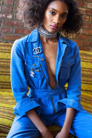 (Photo: Hannah Sider)&nbsp; - Jumpsuit: Sea New York “Twill Jumpsuit” $425 Buy It Now&nbsp;|&nbsp;Necklace: Dylanlex Buy It Now&nbsp;&nbsp;&nbsp;&nbsp;