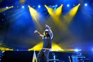 Jammin' in L.A. - Ab-Soul clearly enjoyed himself on stage at the star-studded hip hop concert at the BET Experience..(Photo: Earl Gibson/BET/Getty Images for BET)