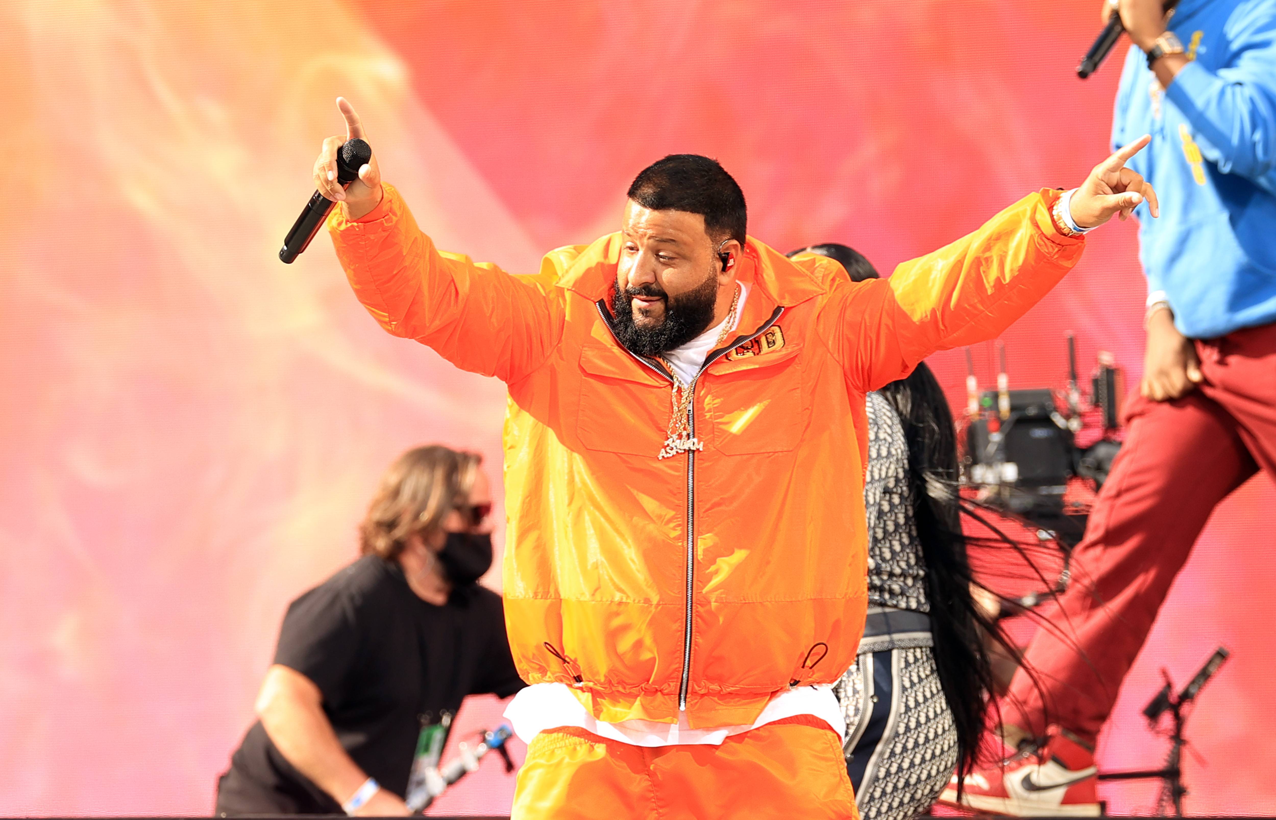 LOS ANGELES, CA - MAY 22: 2021 BILLBOARD MUSIC AWARDS -- Pictured: (l-r) DJ Khaled rehearses on stage during the 2021 Billboard Music Awards held at the Microsoft Theater on May 22, 2021 in Los Angeles, California. -- (Photo by Christopher Polk/NBC/NBCU Photo Bank via Getty Images via Getty Images)