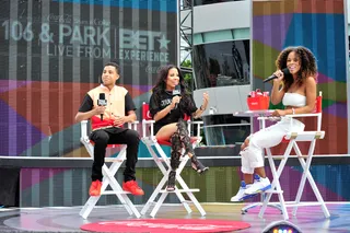 Black-ish meets Empire - Black-ish star Marcus Scribner joins former 106 &amp; Park host Keshia Chante to interview Empire favorite Serayah.(Photo: Jerod Harris/BET/Getty Images for BET)