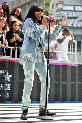 Rap's New Prodigy - Timbaland's protégé Tink brought the energy to the 106 &amp; Park stage.&nbsp;(Photo: Jerod Harris/BET/Getty Images for BET)