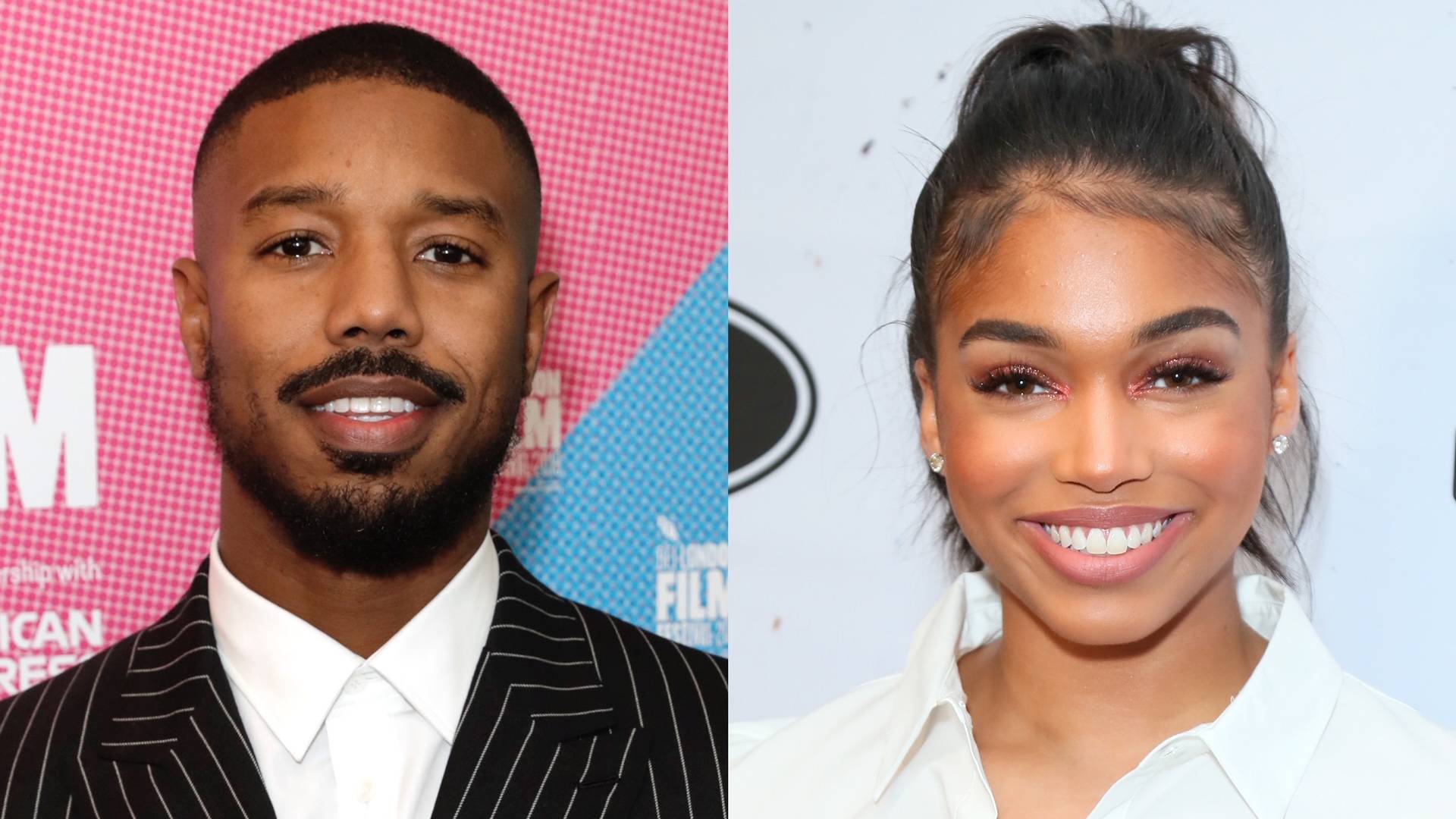 Michael B. Jordan and Lori Harvey on BET Buzz 2021.