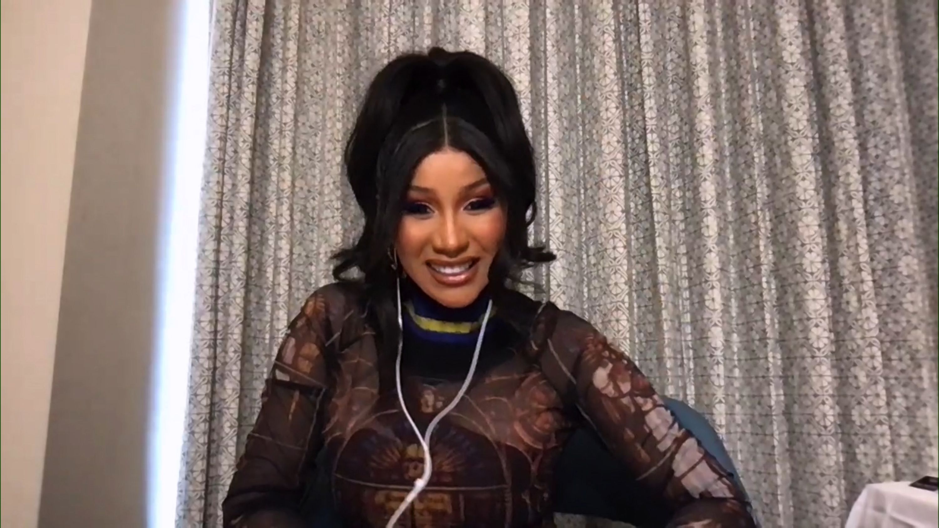 THE TONIGHT SHOW STARRING JIMMY FALLON -- Episode 1407A -- Pictured in this screengrab: Rapper Cardi B during an interview on February 11, 2021 -- (Photo By: NBC/NBCU Photo Bank via Getty Images)