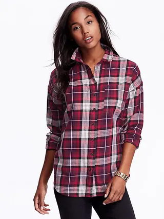 Old Navy Boyfriend Plaid Flannel Shirt&nbsp;($18) - Loose plaid shirts are the go-to casual wear this year. Rock with neutrals so your top really makes a statement.  (Photo: Old Navy)
