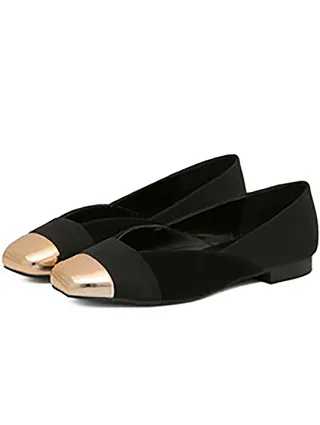 SheIn Black Gold Square Toe Flats ($30) - Ditch pointy-toe and rounded footwear for square-toe styles this year. We love the gold cap on these baddies.  (Photo: SheIn)
