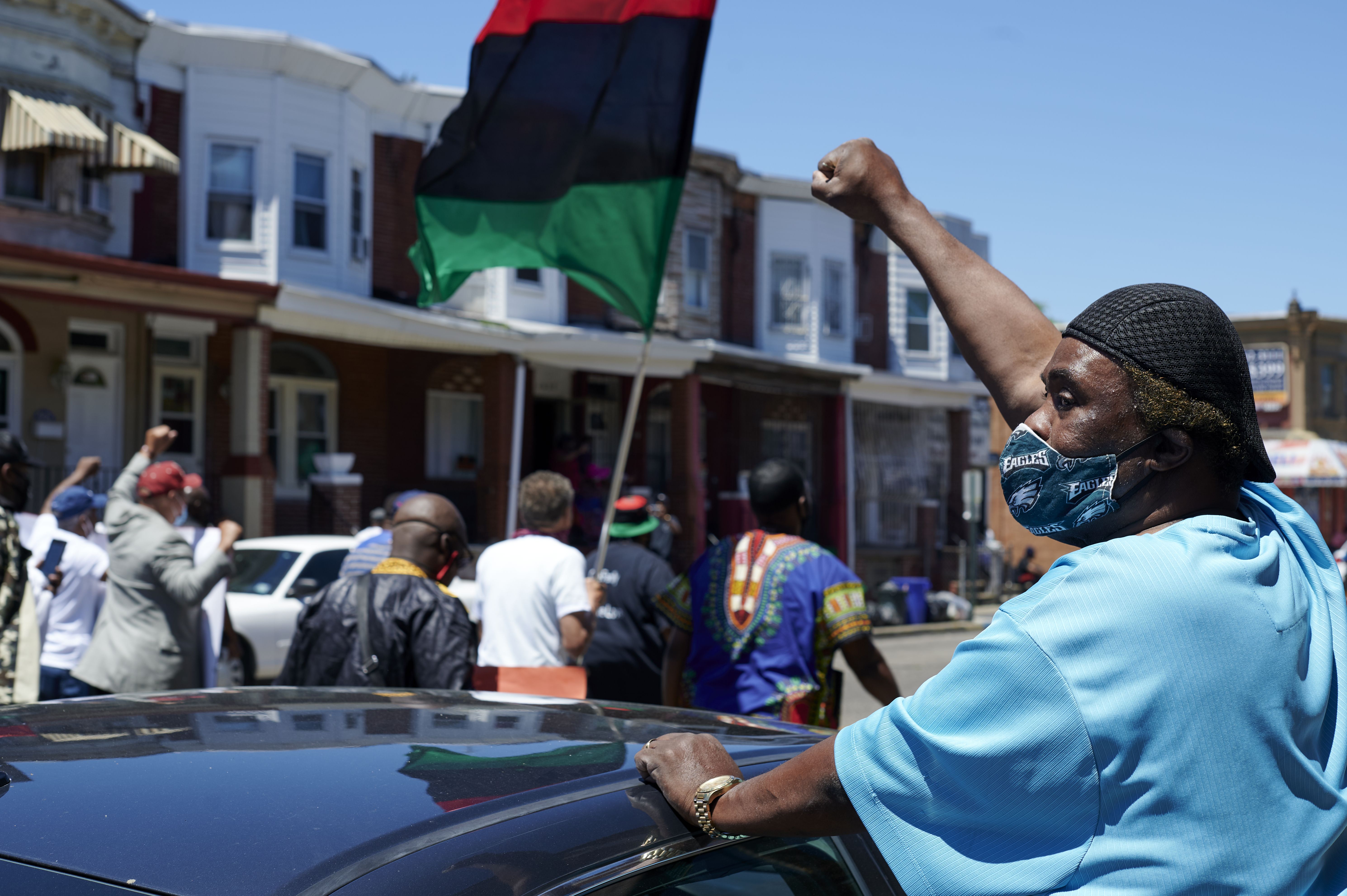 Community members take part in a Black Lives Matter protest, organized by Black Men Rising, in Camden, NJ on June 13, 2020. (Photo by Bastiaan Slabbers/NurPhoto)